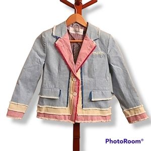 Wuuus Blue Red Yellow Denim Blazer